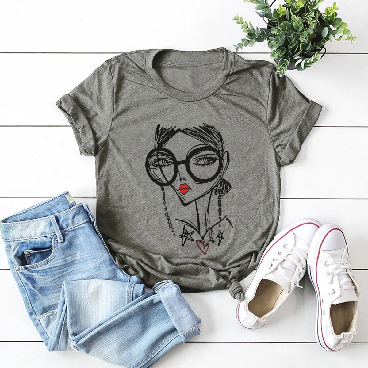 

Large Size Summer Cool Girl Print Women T-shirt O Neck Cotton Harajuku Short Sleeve Top Female Cute Harajuku Tee Shirt