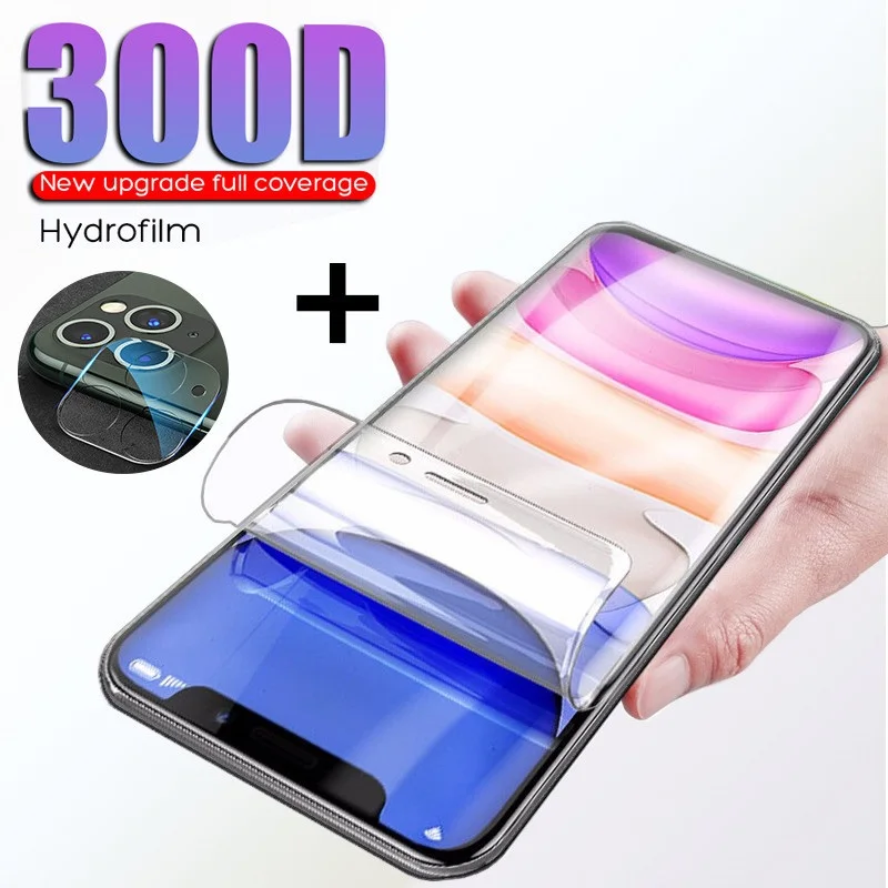 

Protective Hydrogel Soft Film For iPhone 11 12 Pro Max mini 6 7 8 6s Plus x xs xr se 2020 on Screen Protector Camera Lens Glass