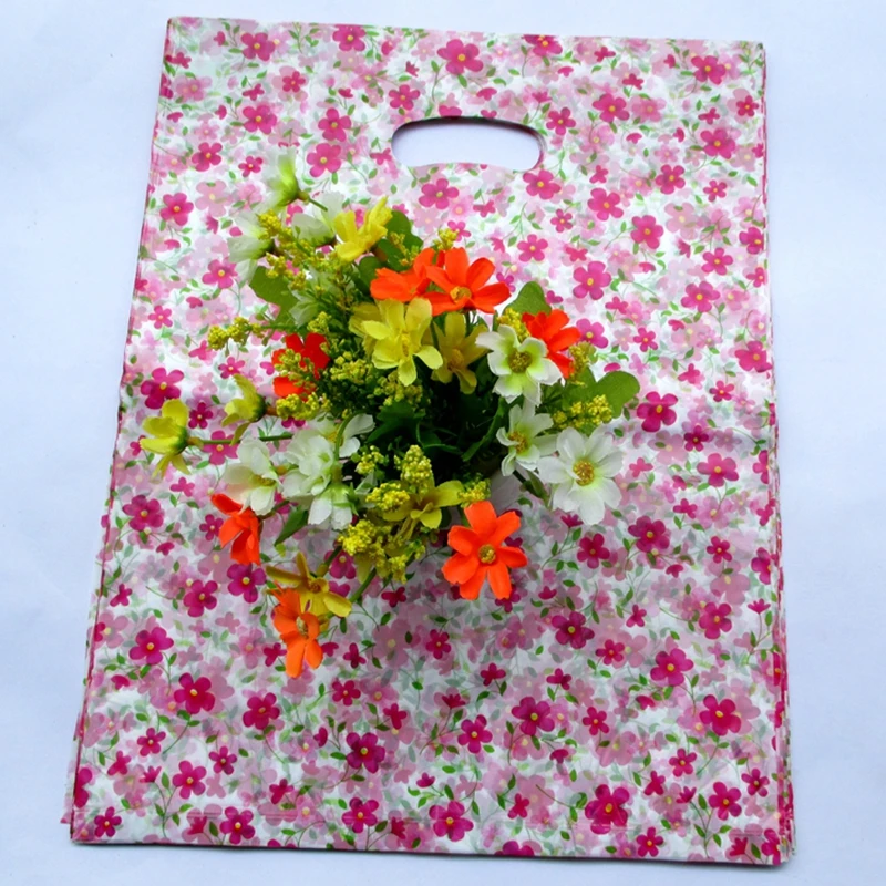 100 шт./лот маленькая пластиковая подарочная сумка с изображением сливы 20*15 см для