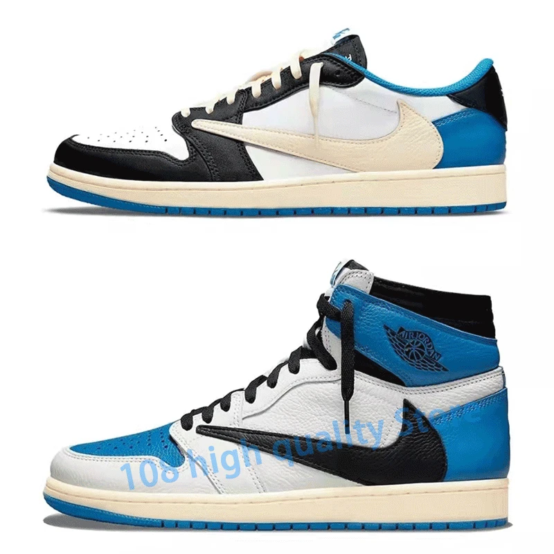 

Men's Blue High-Top Basketball Shoes Sports Shoes Men's And Women's Fashion Casual Low-Top Shoes Travis Scott Shoes