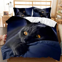 animal black cat bedding set king size cute home textiles kit duvet cover set double bed printed 100 polyester