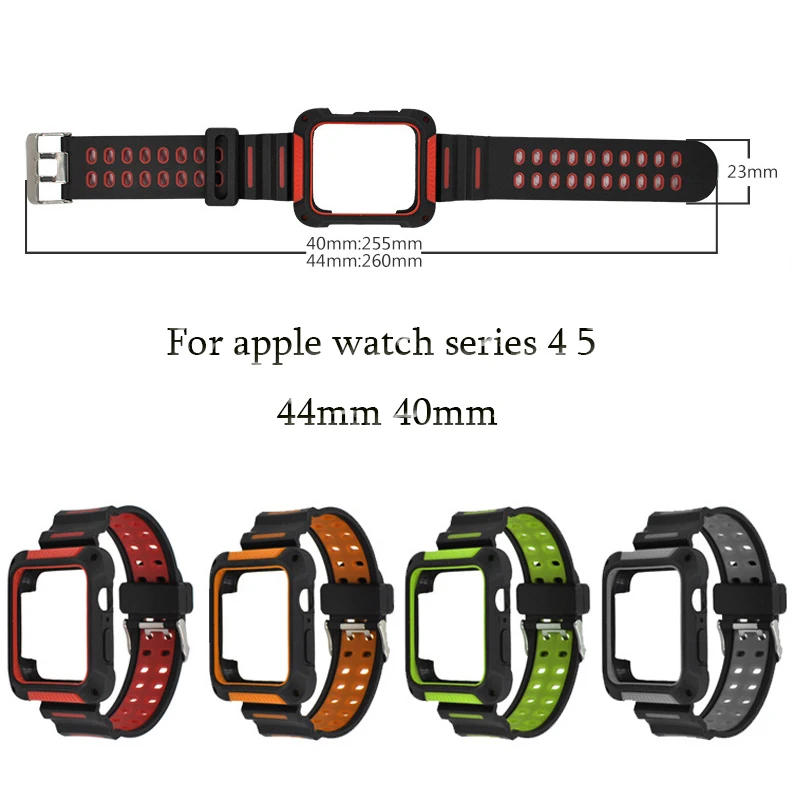 Анти-осенний защитный чехол с ремешком для Apple Watch 4 5 44 мм 40 силиконовый браслет