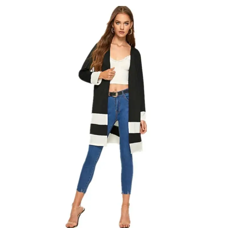 Женские топы с открытым передом черный кардиган OL для девушек длинным рукавом