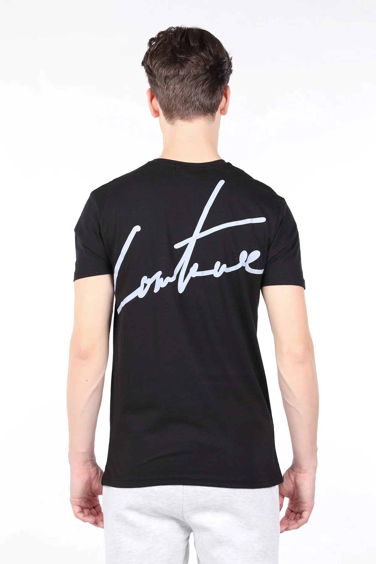 

Mens Black Printed Back Crew Neck T-shirt