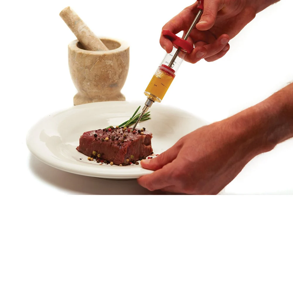 

3 Stainless Steel Needles Spice Syringe Set BBQ Meat Flavor Injector Kithen Cooking Sauce Marinade I Accessories