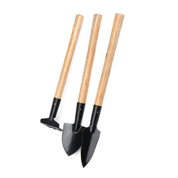 

3pcs Mini Portable Gardening Tool Metal Head Shovel Rake Spade Plant Garden Soil Raising Flowers Wooden Handle Tool Set