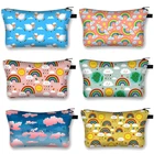 Милая косметичка с радужным облаком и принтом солнца, женские косметички, косметичка, косметичка для девочек-подростков, Женский органайзер для туалетных принадлежностей, клатч