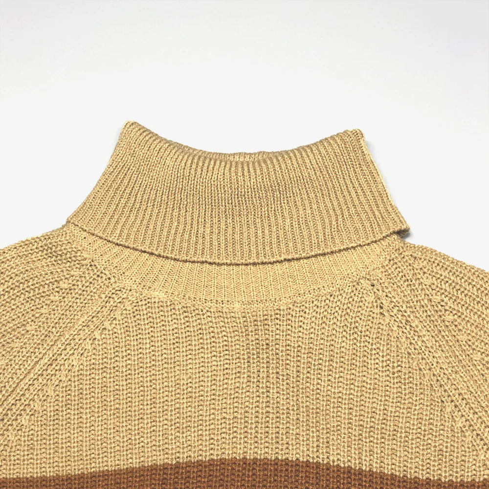 

Zoulv 2021 Striped Long Sleeve Knitted Pullovers Cropped Sweaters Fall Fashion Women's Turtlenecks Sweaters Females Jumpers