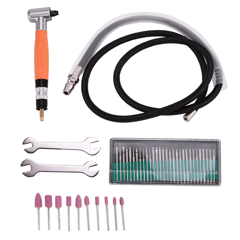 

SHGO HOT-3Mm 90 Degree Angle Air Die Grinder Mini Grinder Pneumatic Polisher Tool Set Abrasive Tool For Metal Polishing