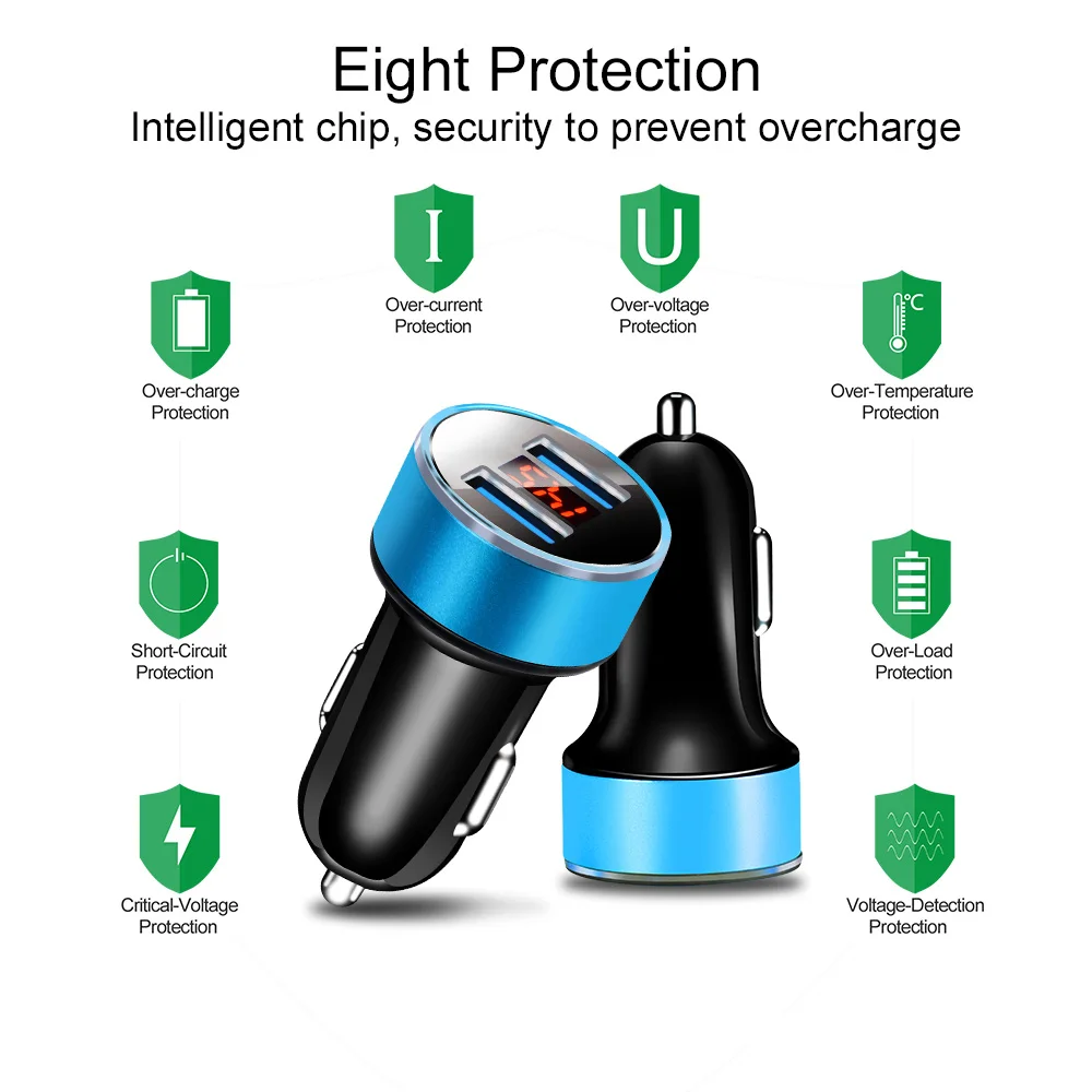 Car 3.1A LED USB Charger Digital Lighter Power Adapter for Fiat Punto Palio Uno Idea Bravo Sedici Grande Tipo Qubo Panda Mobi |