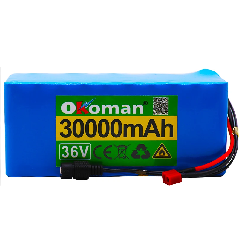 Оригинальный аккумулятор 36В 10S4P 30Ah е-байка 18650 Батарейный блок 500 Вт 42В 30000 мАч