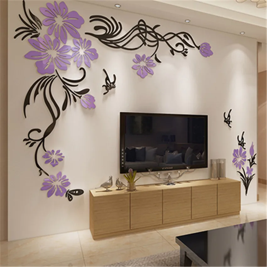 Украсить романтичные наклейки на стену 3D акриловые обои для Гостиная ТВ в