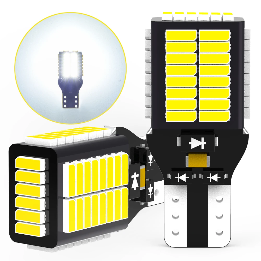 

Neallor New T15 906 W16W LED Backup Light Bulbs High Power 4014 54-SMD Chipsets 7W 1800LM Error Free 912 921 Reverse Light 6000k