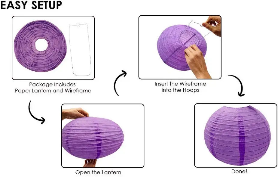 Набор фонарей из 18 штук Королевского фиолетового бумажного фонаря многоразовые