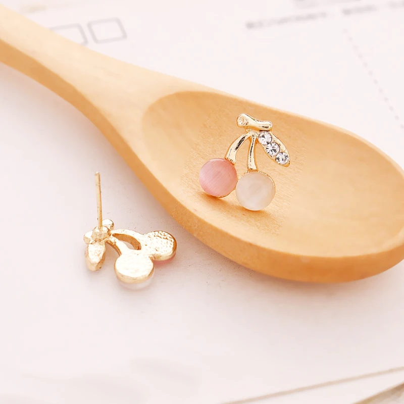 Женские серьги с опалом и вишнями простые стильные цветной защитой 1 пара новинка