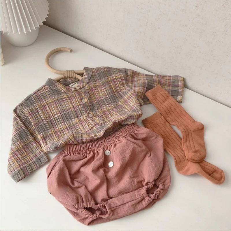 

Bloomers for Infant Boys Girls Kids Girls Clothes Outfits Newborn Baby Unisex 2 Pieces Set Long Sleeve Pullover Solid Shorts