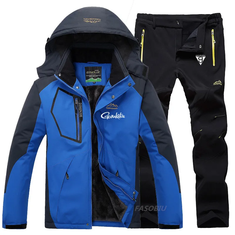 

Gamakatsu Outdoor Waterproof Fishing Jacket Men's Hiking Clothing Warm Windproof Pants Quality Cotton Large Size Fishing Suit