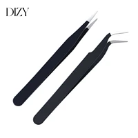 dizy nail art stainless steel elbow straight tweezers set with diamonds and nails art makeup tools manicure