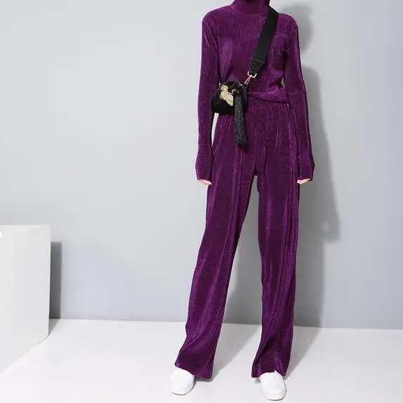 Готические женские брюки тонкие бархатные прямые широкие универсальные черные