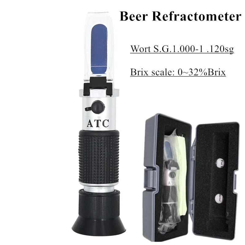 

Brix Refractometer for Beer Wort Refractometer, Dual Scale - Specific Gravity 1.000-1.300 and Brix 0-32% with retail box 40%off