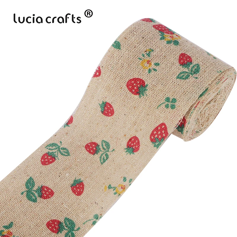 Продажа 2 м 6 см с принтом клубники натуральная пеньковая Лента Джутовая