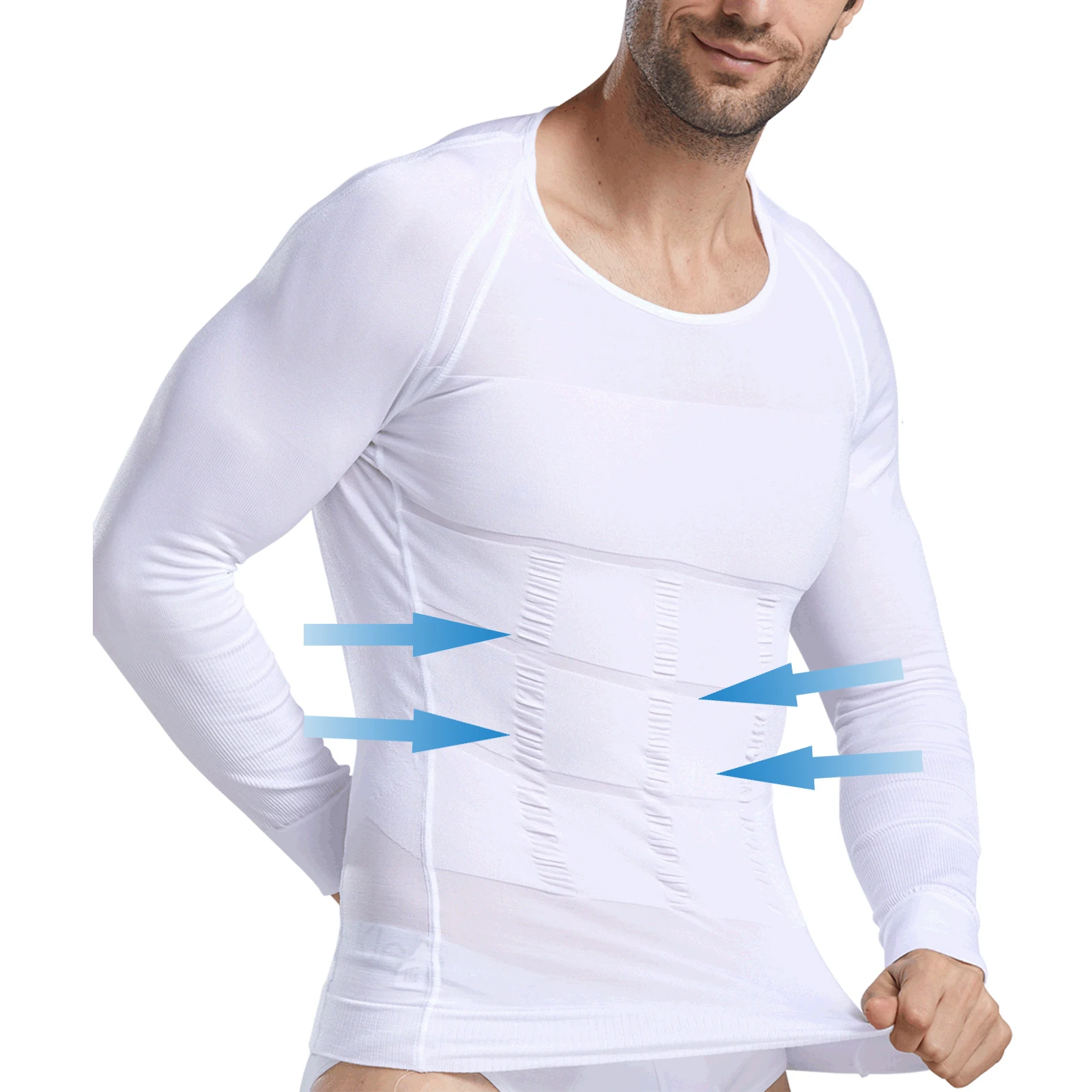 Body Shaper For Men Long Sleeve Compression Shirts Slimming  Seamless Tummy Control Gynecomastia Gym Workout Undershirt