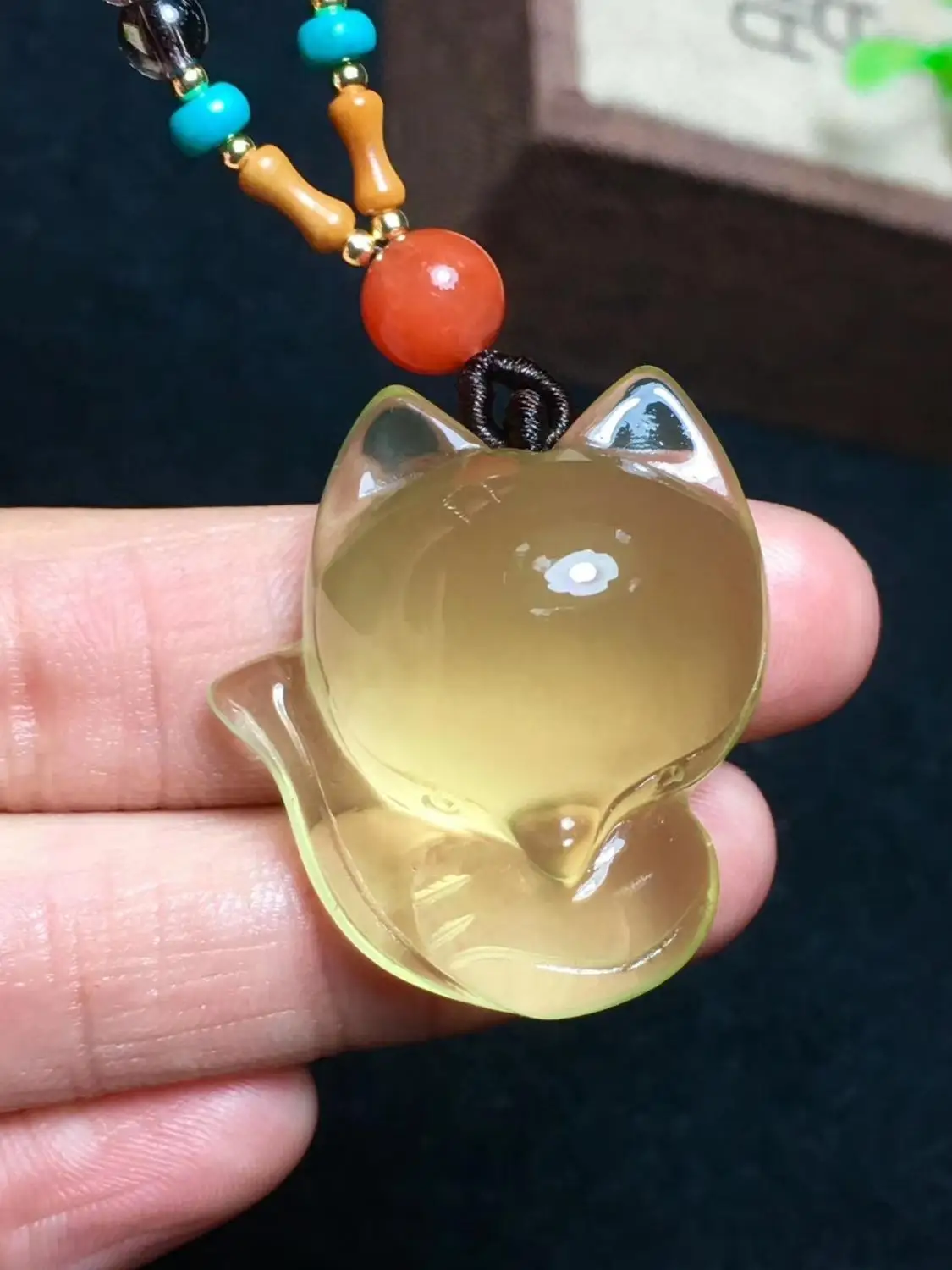 Подлинный натуральный желтый цитрин кварц лиса резной кулон кристалл для женщин