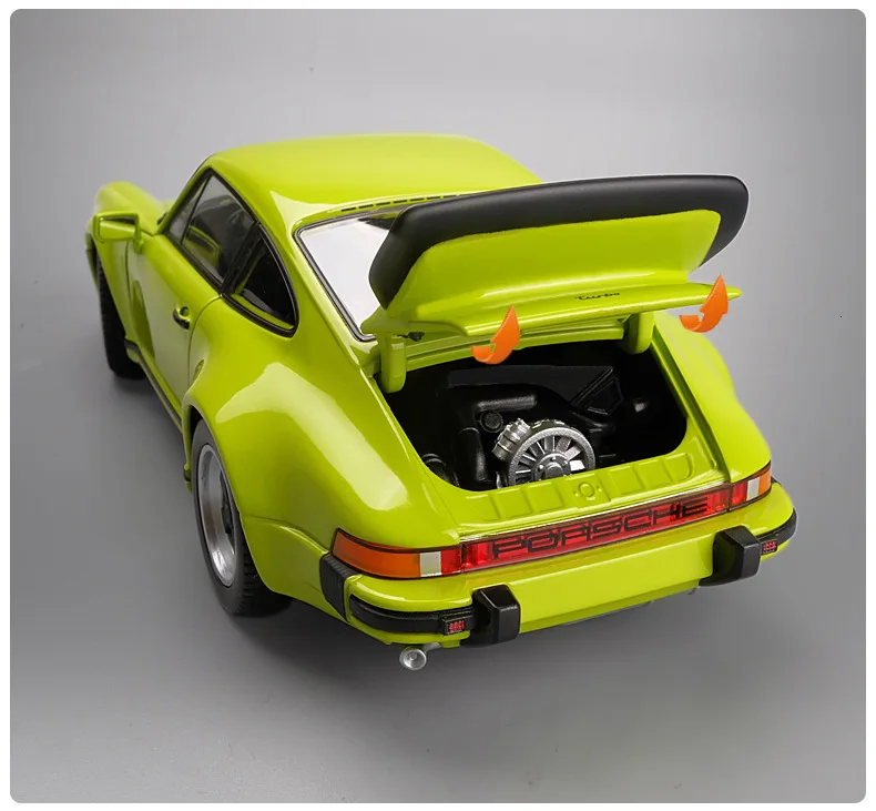 1:24 из сплава, спортивный 911, турбо 1974, модель, металлический автомобиль с управлением на рулевом колесе, передние игрушки для детей
