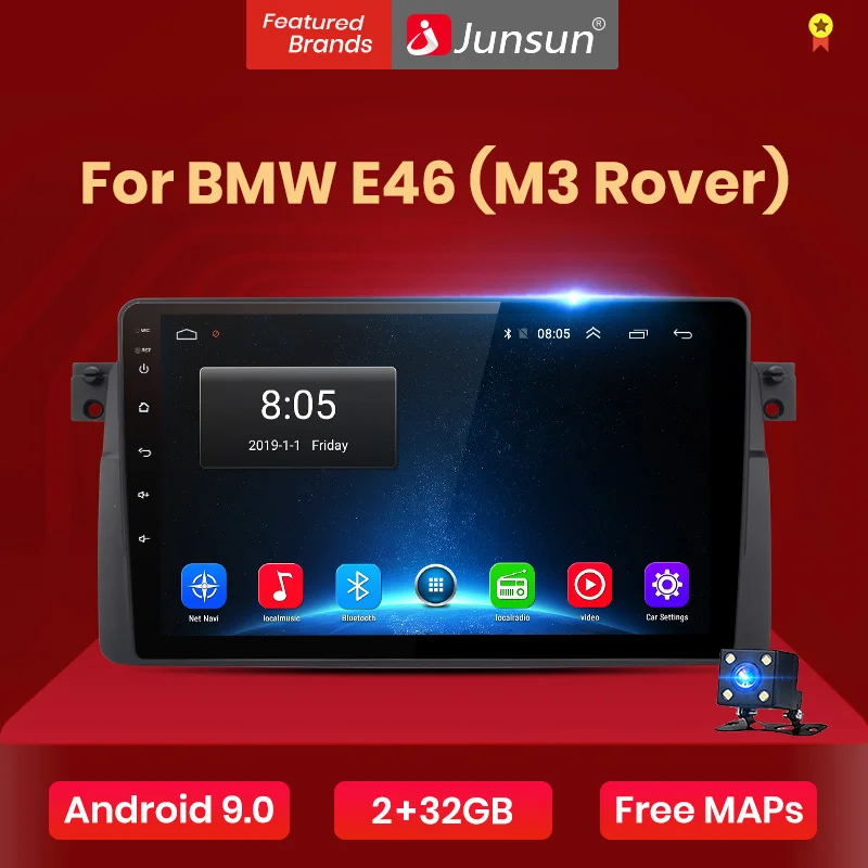 Junsun V1 Android 9 0 2G + 32G DSP автомобильный Радио мультимедийный видео плеер для BMW E46 (M3 Rover)