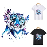 colourful tiger head iron on clothing sticker thermoadhesive patches ironing applications flex fusible transfer applique t shirt