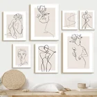 Абстрактная Женская Картина на холсте с изображением тела и цветка