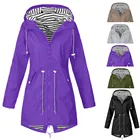 Ветровка женская, дождевик, уличный водонепроницаемый дождевик с капюшоном, весна-осень, однотонное базовое пальто
