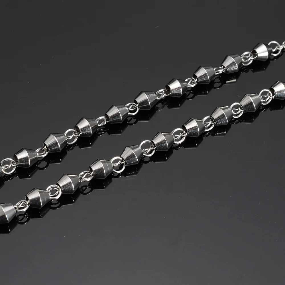 6mm Stainless Steel Bead Chain Rosary for men Jesus Cross Pendant Long Necklace High quality chain rosaries wholesale | Украшения и