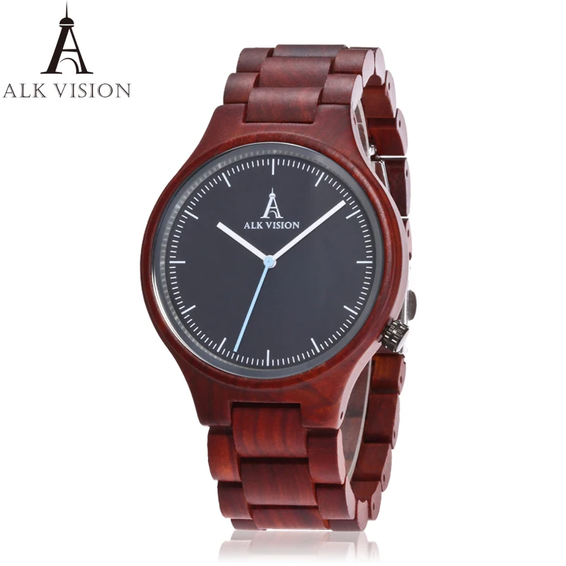 ALK Vision Couple Wood Watch Ladies Fashion Quartz Wooden Watch Casual Lovers Wood Watches Women Men Top Brand Luxury Clock