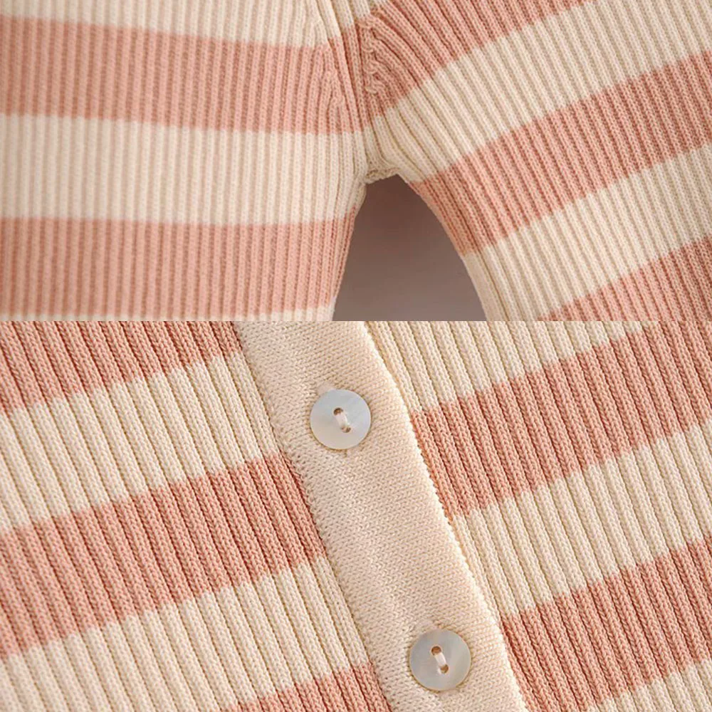 

2021 spring and summer new women's sweet and gentle style slim striped sweater coat