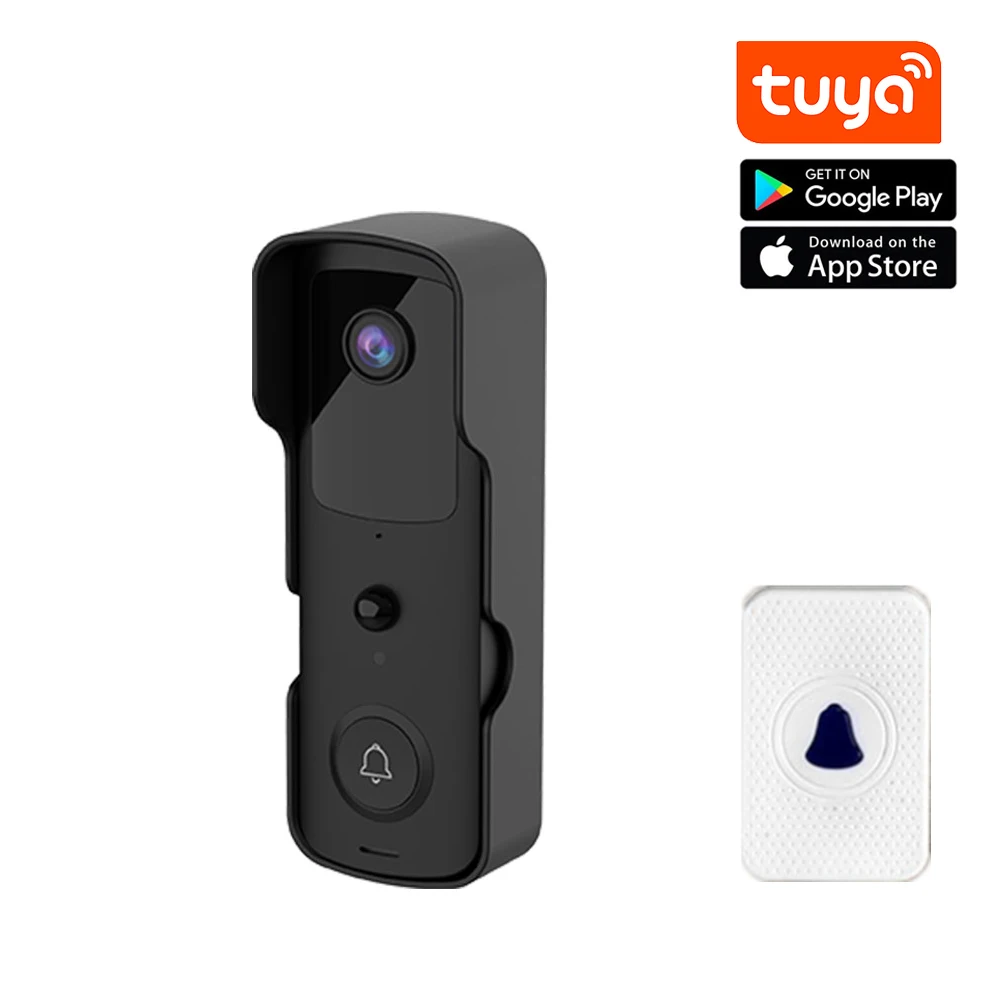 

Дверной звонок Smart Tuya с разрешением 1080P, HD, Wi-Fi, фото-и видеодомофон, дверной звонок с пассивным ИК датчиком движения