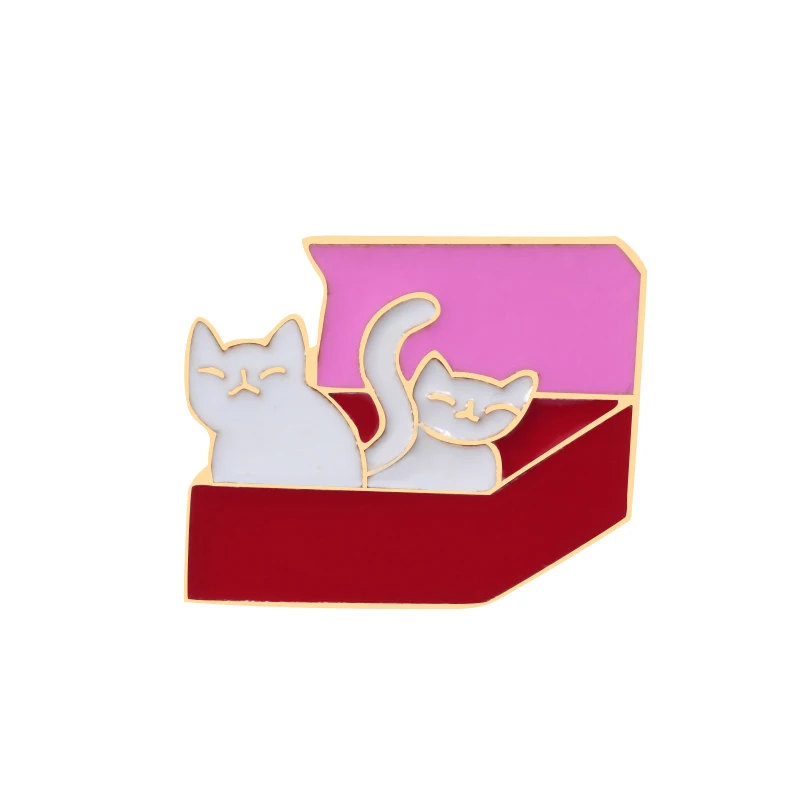 cat Красные эмалированные булавки броши сердце вишня клубника цветок нагрудные булавки для женщин малыш воротник и сумка значок ювелирные изделия Лидер продаж брошка мультфильм - Окраска металла: cat