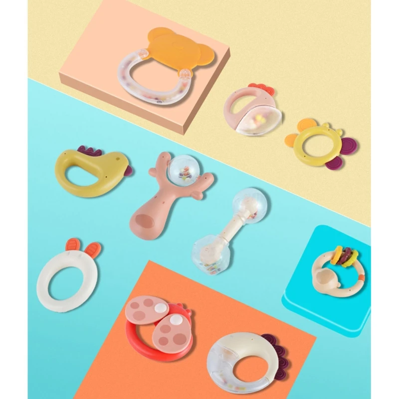

Rattle Teething Ring Baby 10 Pieces Shaker Grip Baby Toy from 0 3 6 9 12 Months Rattle Teething Ring Baby Toy Early