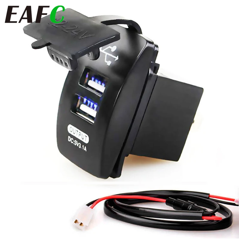 

12-24V Dual USB Car Charger 5V 3.1A Universal Auto Charger for Car Motorcycle Electric Car ATV Boat