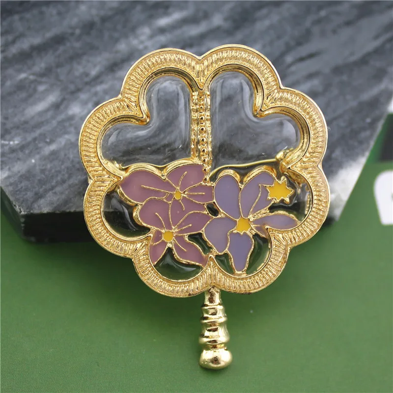 Qingdao factory semi-permeable oil dripping process alloy fan enamel brooch elegant retro corsage female | Украшения и аксессуары