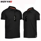 Мужская Военная Тактическая походная футболка с коротким рукавом, уличная спортивная дышащая быстросохнущая футболка, летняя эластичная рубашка с отворотом для кемпинга