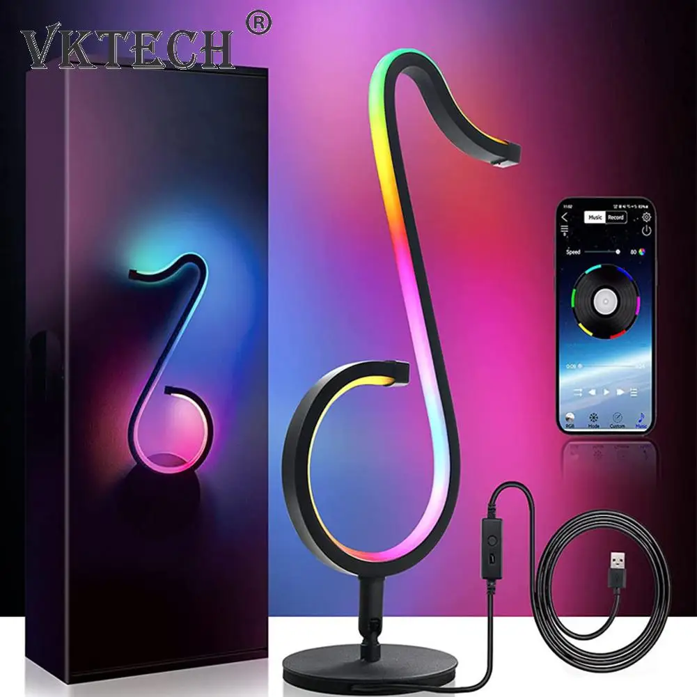

RGB APP Control 180 Rotating Musical Note Lamp Home Party Symphony Light+Remote Control Table Desktop Bedroom Decoration