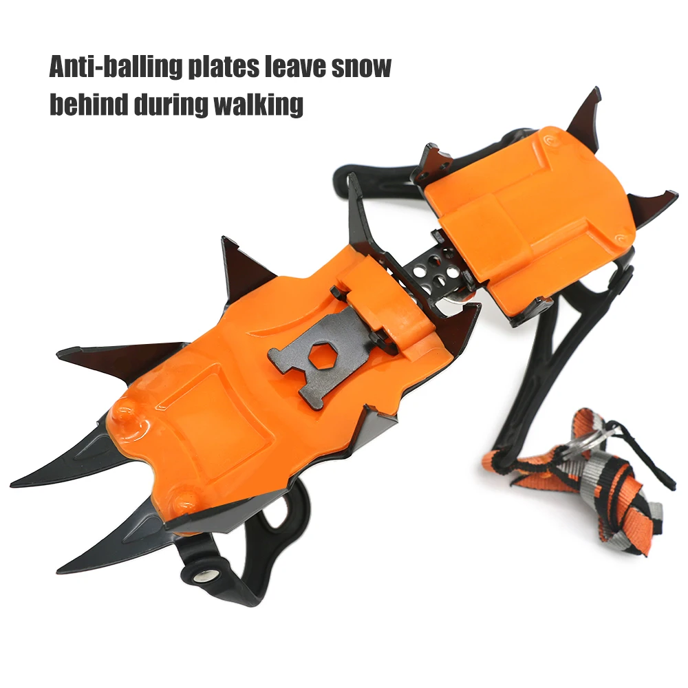 

12 Teeth Crampons Manganese Steel Climbing Gear Snow Ice Anti-Skid Climbing Shoe Grippers Crampon Traction Device Mountaineering