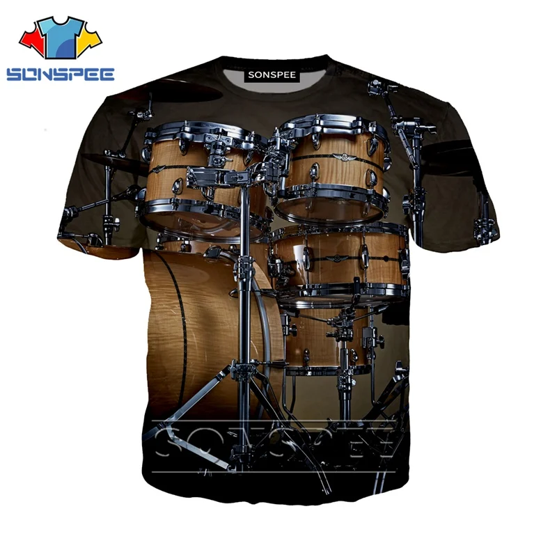 Anime 3d print funny music t shirt Men Women fashion t-shirt drum set sexy kids Harajuku top tee Funny shirts homme tshirt A48