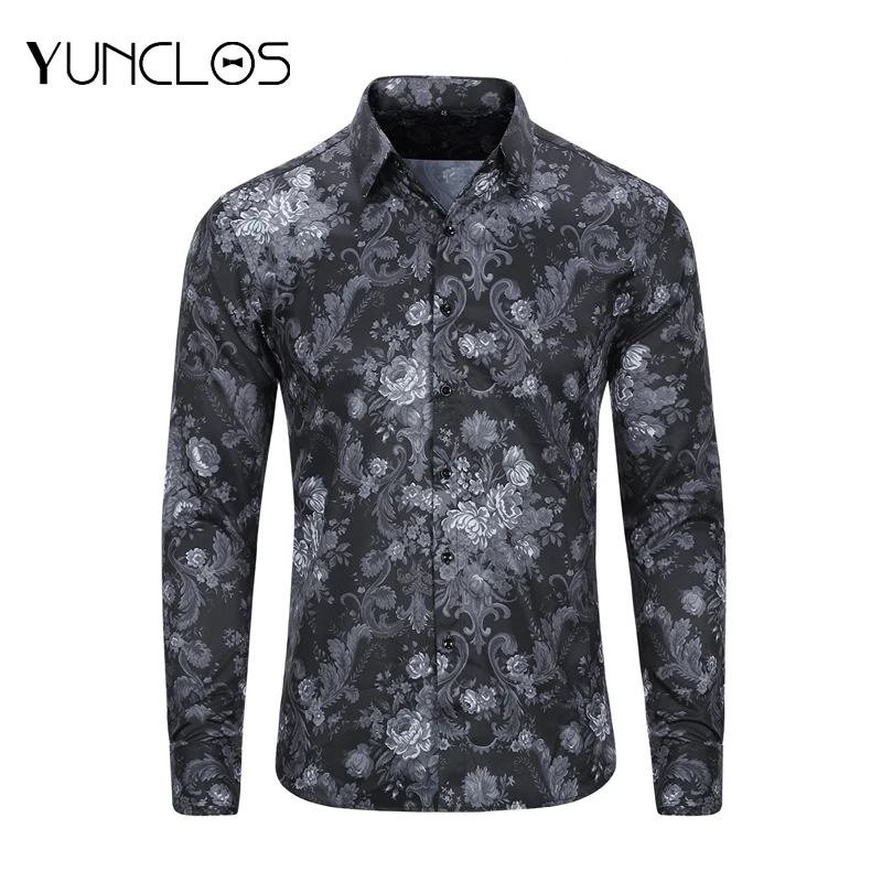 Мужская приталенная рубашка с цветочным принтом для свадебной вечеринки | одежда