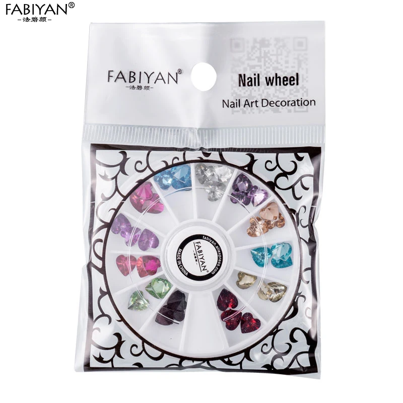 12 цветов для дизайна ногтей акриловая Форма сердца разразы Кристальные грани