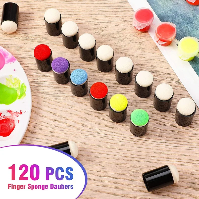 

120 Pieces Finger Painting Sponge Daubers Finger Sponge Craft Drawing Project Finger Painting Sponge for Student Enrich