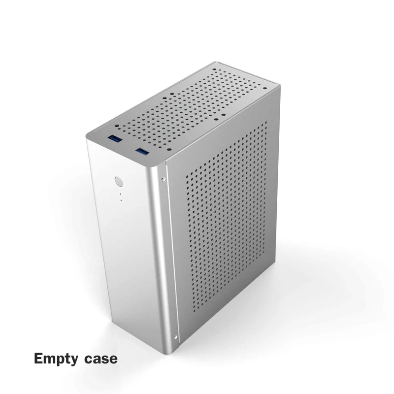 Silver Чехол для компьютера Tower PC Gamer Mini ITX безопасный шкаф HTPC Чехол настольный игровой алюминиевый тонкий корпус поддерживает GPU нож карты - Цвет: Silver