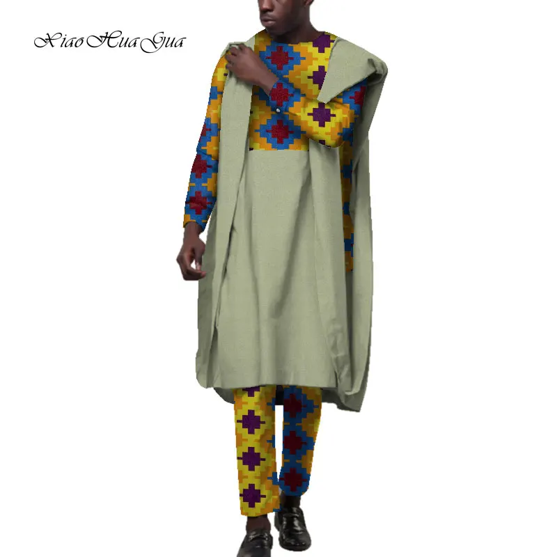 3 шт. Африке мужского комплекта бизнес мужские рубашки в африканском стиле костюм