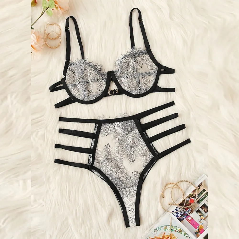Подарок для девушки ансамбль Soutien Gorge Culotte сексуальное кружевное белье Lenceria Мода сексуальная жизнь для пар кружевное ночное белье